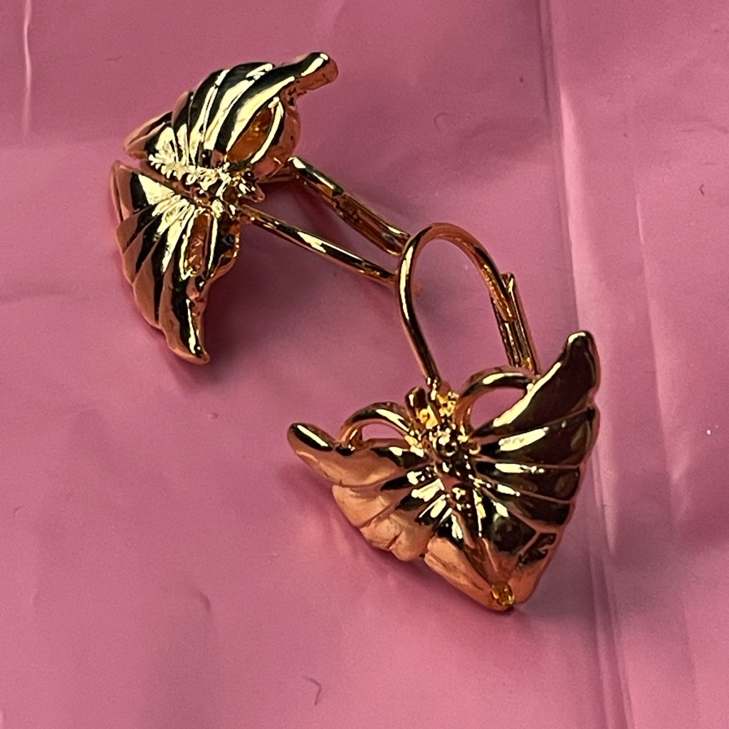Vintage Gold Tone Butterfly Earrings